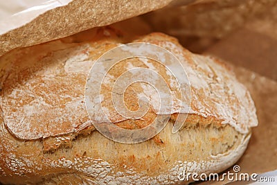 Ciabatta bread in the brown bag