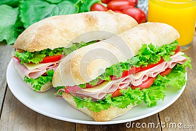 Sandwiches on ciabatta bread