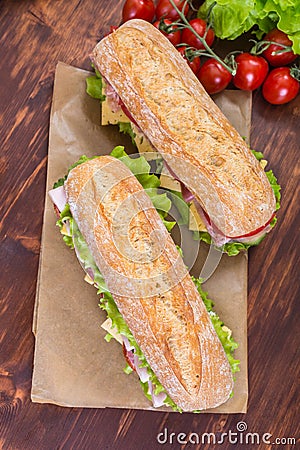 Ciabatta Sandwiches with Ham and veg