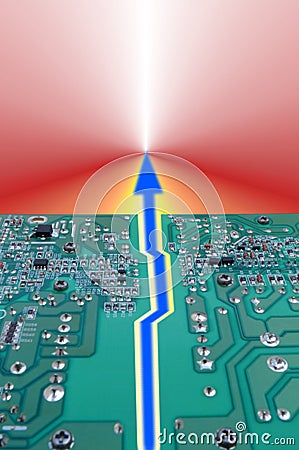 Circuit board divided in two parts.