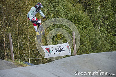 Circuit championship in bmx cycling, full-speed and high jump
