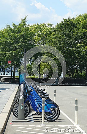 Citi bike station in Lower Manhattan