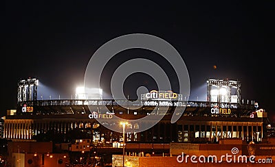 Citi Field, home of major league baseball team the New York Mets at night