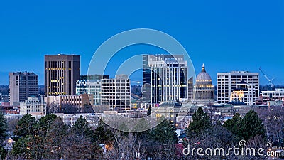 City of Boise with the city lights on