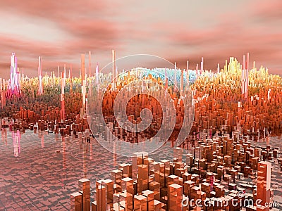 City of the future, skyscrapers, science fiction