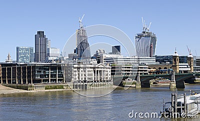 City of London with River Thames and Southwark Bridge