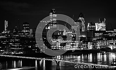 City of London skyline from Bankside at night