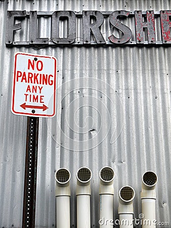 City: No Parking sign with pipes v