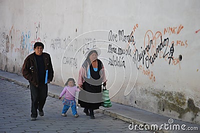 The city Potosi. Local inhabitants on the city streets
