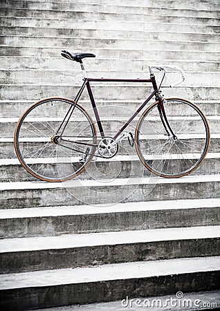 City road bicycle on stairs, vintage style