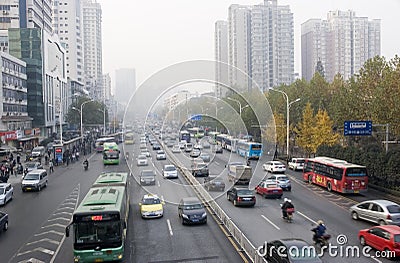 City road in Wuhan in China