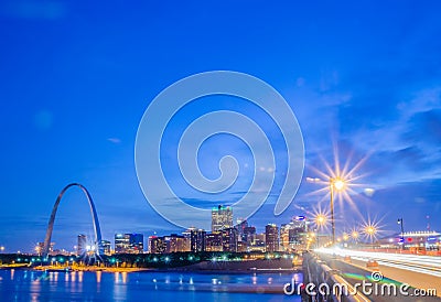 City of St. Louis skyline. Image of St. Louis downtown with Gate
