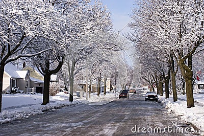 City in Winter, Houses, Homes, Neighborhood Snow