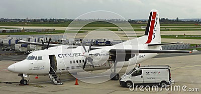 Cityjet Fokker F50 plane at Orly airport in Paris