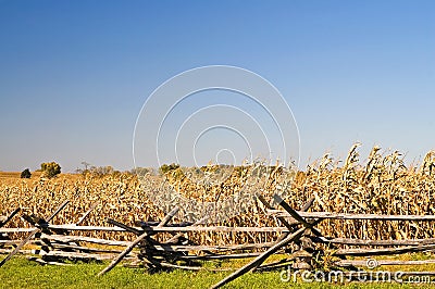 Civil War Barricade, Cornfield and Autumn Sky