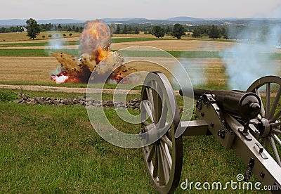 Civil War Cannon with Explosion