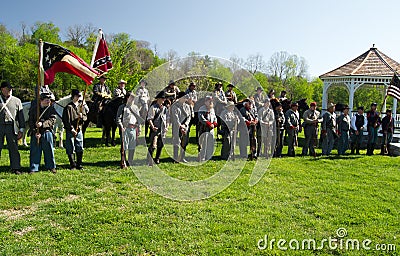 Civil War Re-enactors Line-up for Opening Ceremony