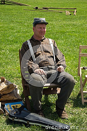 Civil War Reenactor at a Civil War Encampment