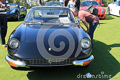 Classic black ferrari sports car front