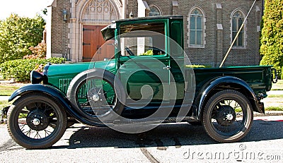 Classic Green Pickup Truck by Church