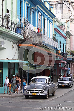 Classic Grey car in cuban street