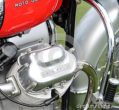 Classic italian motorcycle engine and tank
