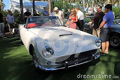 Classic luxury white Ferrari sports car front