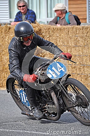 Classic Motorcycle Street Racing 1929 AJS at Methven New Zealand