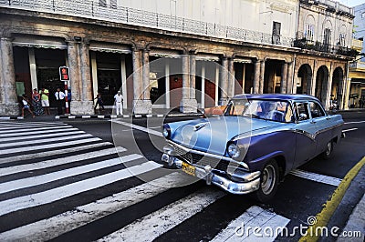 Classic old american car on the streets of Havana