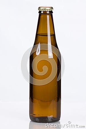 Classic plain brown glass beer bottle