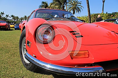 Classic 1960s red italian sports car headlamp