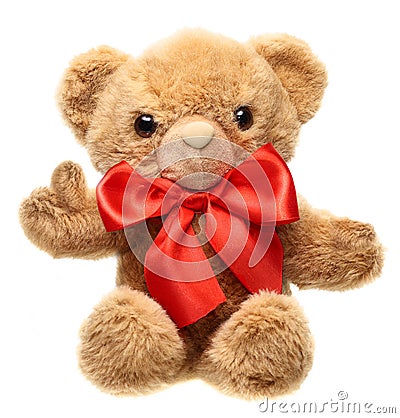 Classic Teddy Bear With Red Bow Stock Photos - Image: 28966463