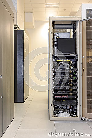 Clean industrial interior of a server room