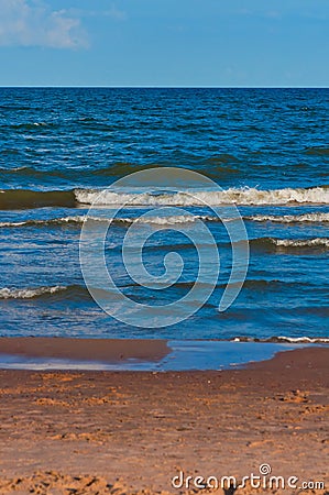 Clean sand beach and blue sky and sea