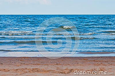 Clean sand beach and blue sky and sea