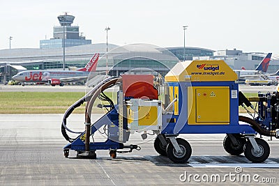 Cleaning of the runway at the airport