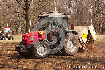 Cleanup at the park by tractor