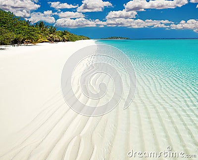 Clear white sand island coast