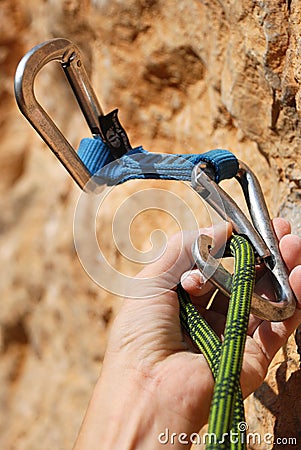 A climbers rope and quick-draws