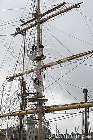 Climbing the mast of a Tall Ship