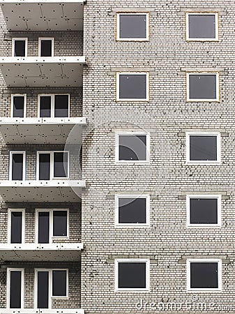 Close up of abandoned apartments building under construction abstract