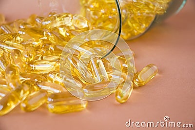 Close up capsules in bottle