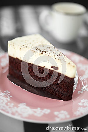 Close up chocolate cake and cream