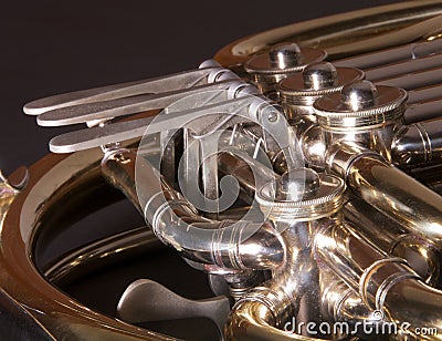 Close up of a concernt french horn