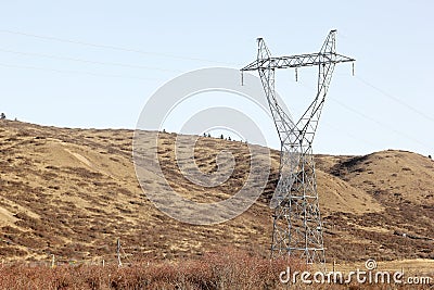 Close up Electricity pylon for distribute to people