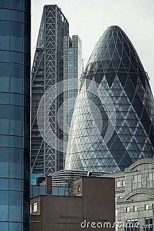 Close up fragment from The Gherkin building, London