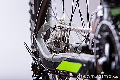 Close-up of a green mountain bike