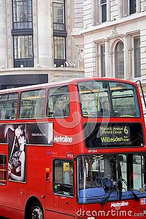 Close up London iconic double decker bus