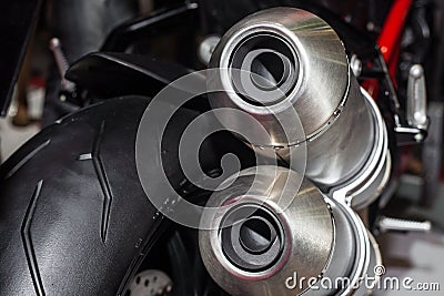 Close up of motorcycle exhaust