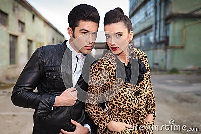 Close up picture of a young fashion couple